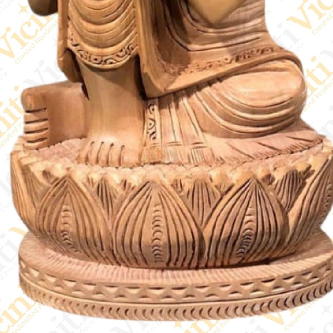 Buddha Relaxed Position Hand carved wooden Idol Statue Murti Showpiece