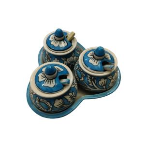azure bloom Blue Pottery ceramic pickle jars