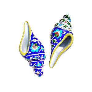 Blue Pottery Ceramic Conch Showpiece in 3 colour options