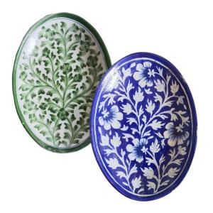 Blue Pottery Oval Ceramic Tray 10 inches in multiple colour options