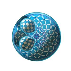 Blue Pottery Ceramic Delicate pattern Diyas and Puja Thali Set